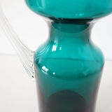 Vintage blue blown glass carafe