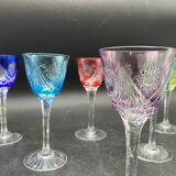 6 verres à porto en cristal de couleur
