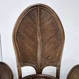 Set with table and four chairs in wicker and bamboo by Vivai Del Sud, 1970
