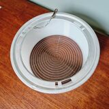 Plafonnier industriel Holophane en verre opaline blanc et transparent (7 disponibles)