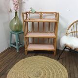 Vintage wicker and bamboo shelf