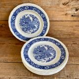 6 Staffordshire England “countryside” dinner plates