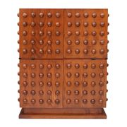 Brutalist Style Italian Dry Bar made of Oak Wood, Hand-carved Drinks Cabinet