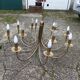 Old chandelier 12 lamps vintage brass lights