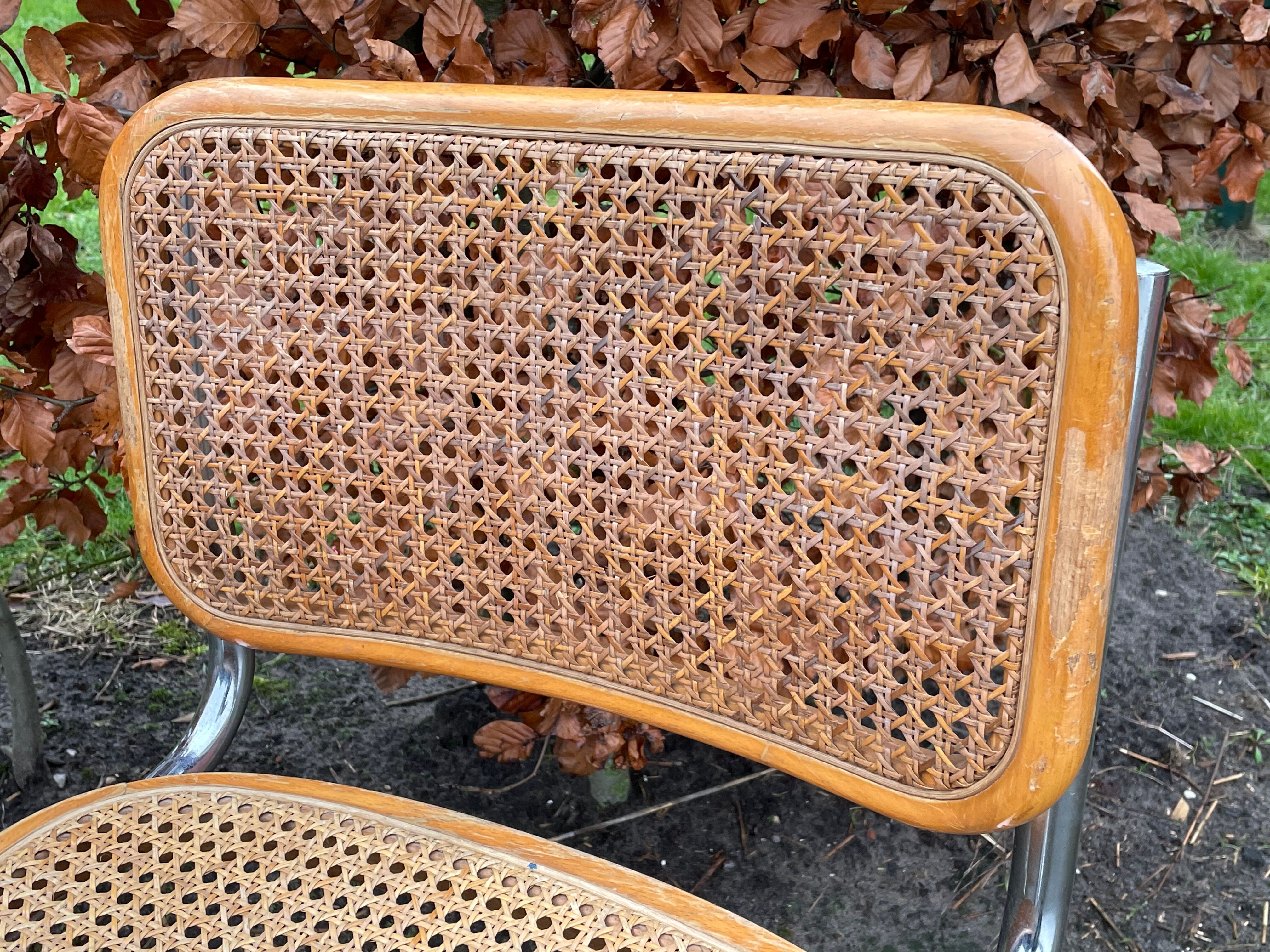 Suite of 4 vintage Chairs model Cesca designed by Marcel Breuer Design