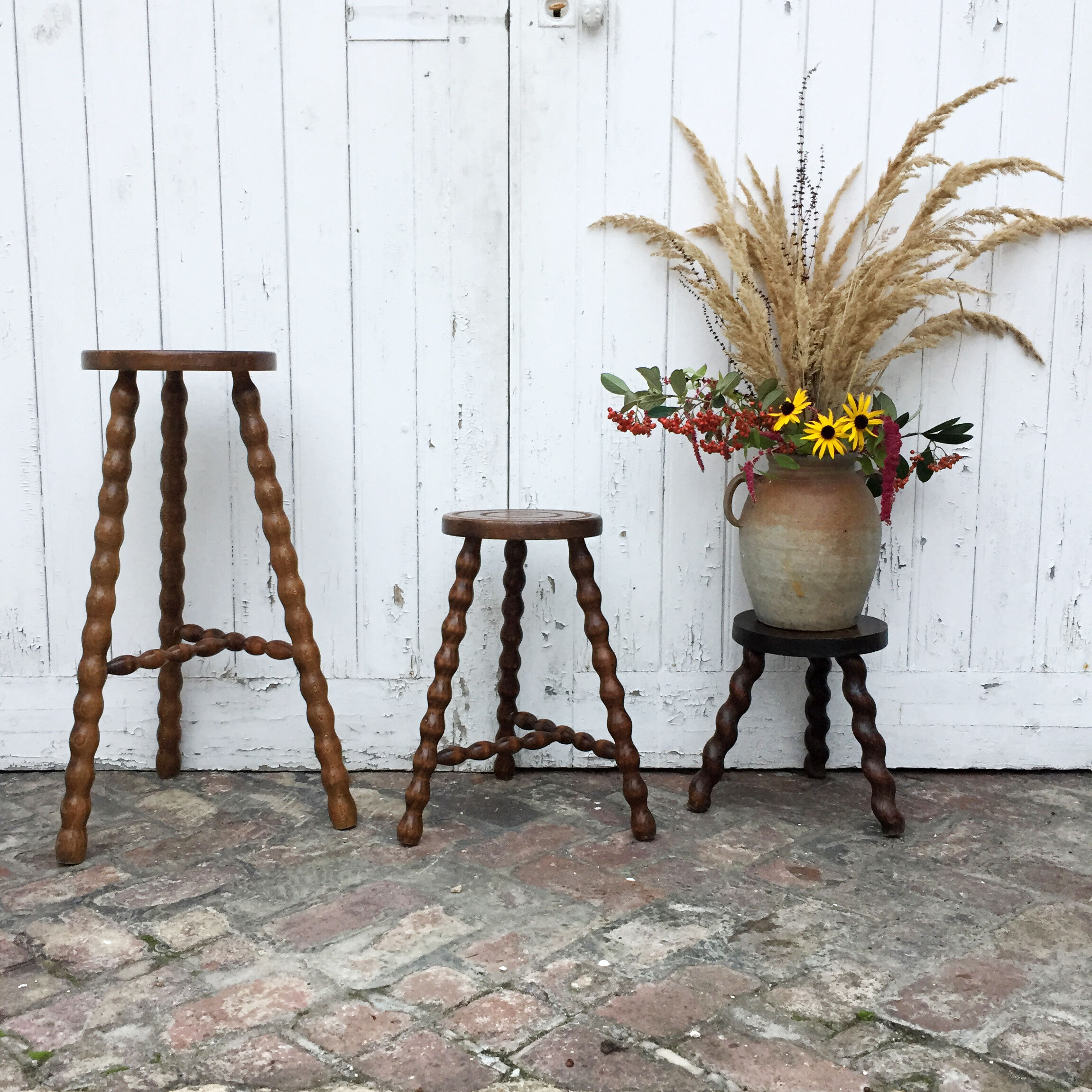 Turned wooden stool