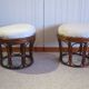 Pretty pair of 2 bamboo and rattan stools with cushions - 80s - Vintage - set of 2