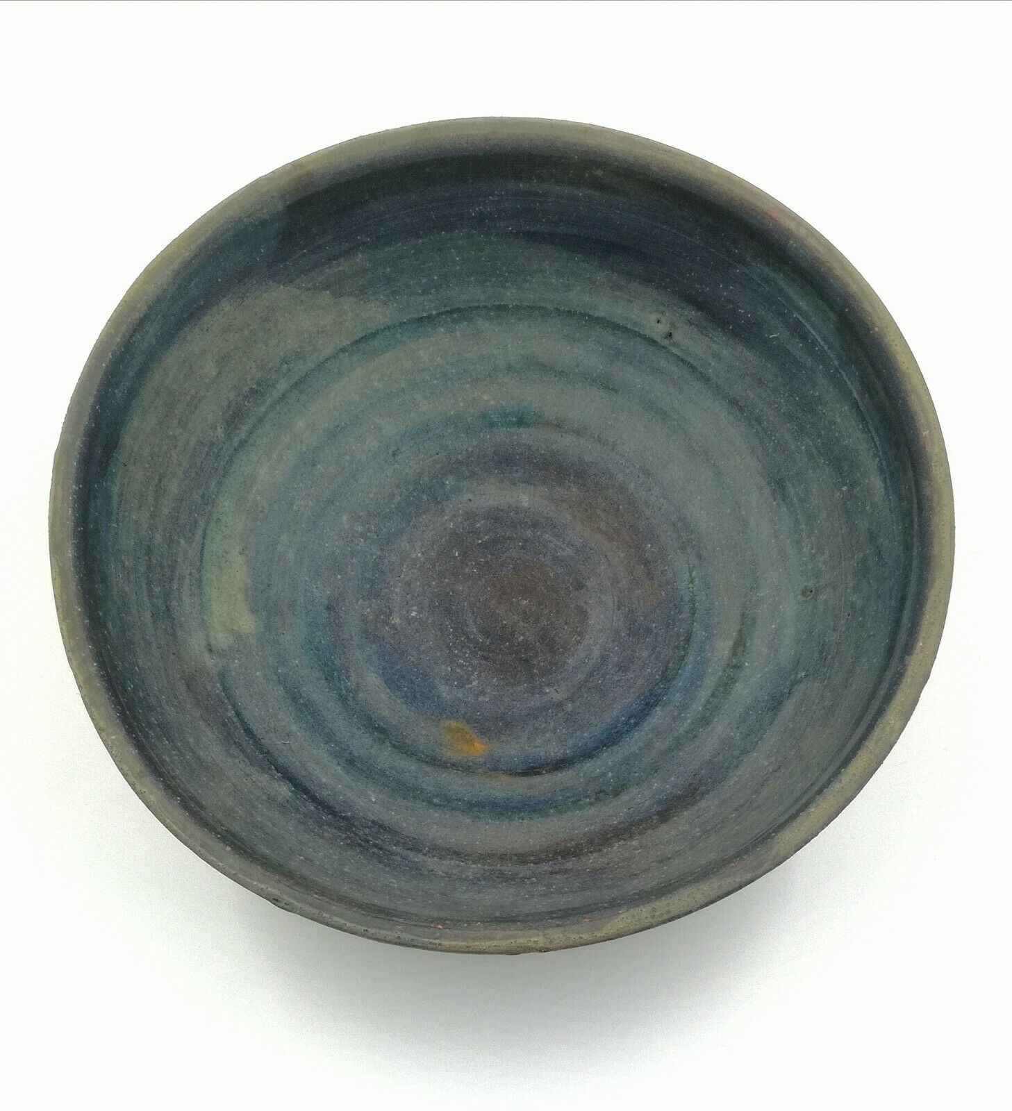 Large dish ceramic salad bowl blue color signed