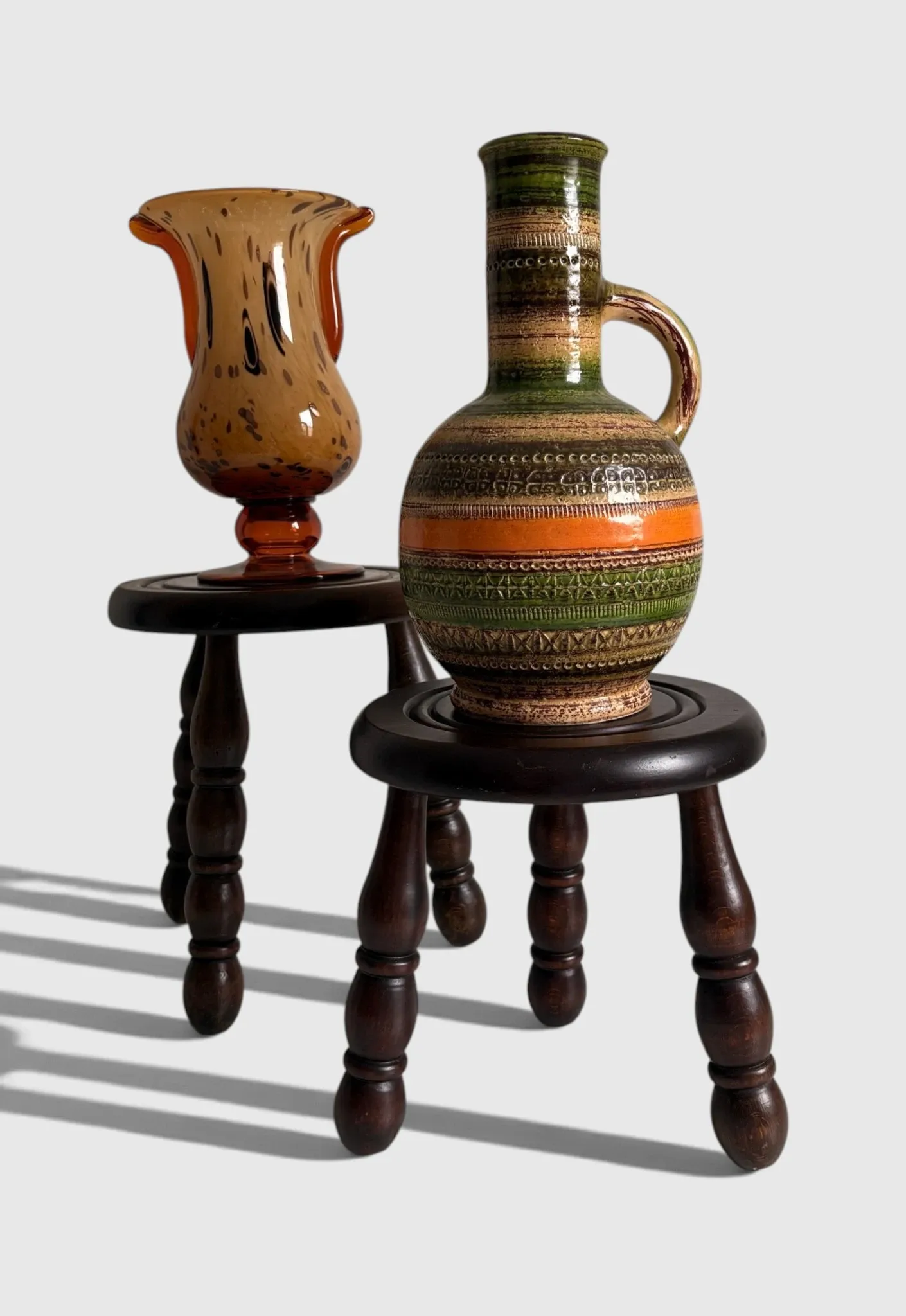 French Art Deco Tripod Stool in Chestnut, Attributed to Dudouyt, 1940s