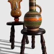 French Art Deco Tripod Stool in Chestnut, Attributed to Dudouyt, 1940s