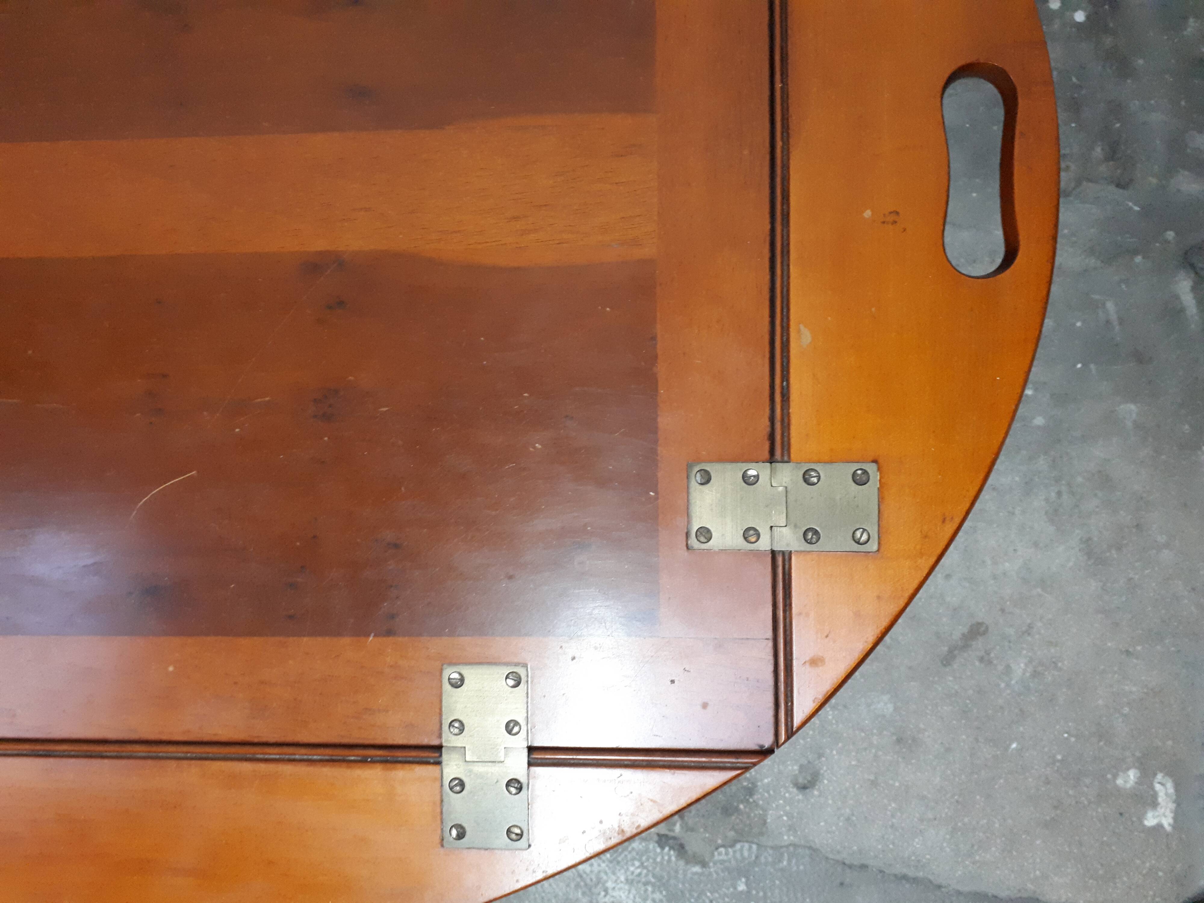 Wooden coffee table removable oval board nautical style