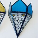 Wall lantern with stained glass windows
