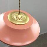 Mid-Century Italian Pink Metal and Brass Pendant Lamp