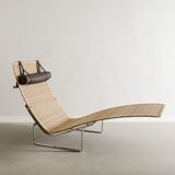 Chaise longue danoise vintage Poul Kjærholm "PK-24" en rotin, 1960