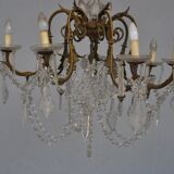 chandelier Crystal bronze dore rocaille style nineteenth pendants