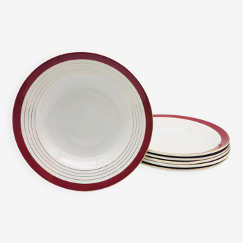 6 soup plates stamped “Sarreguemines”, “Regence” model