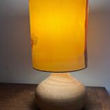 Wooden lamp and lampshade with bird decoration