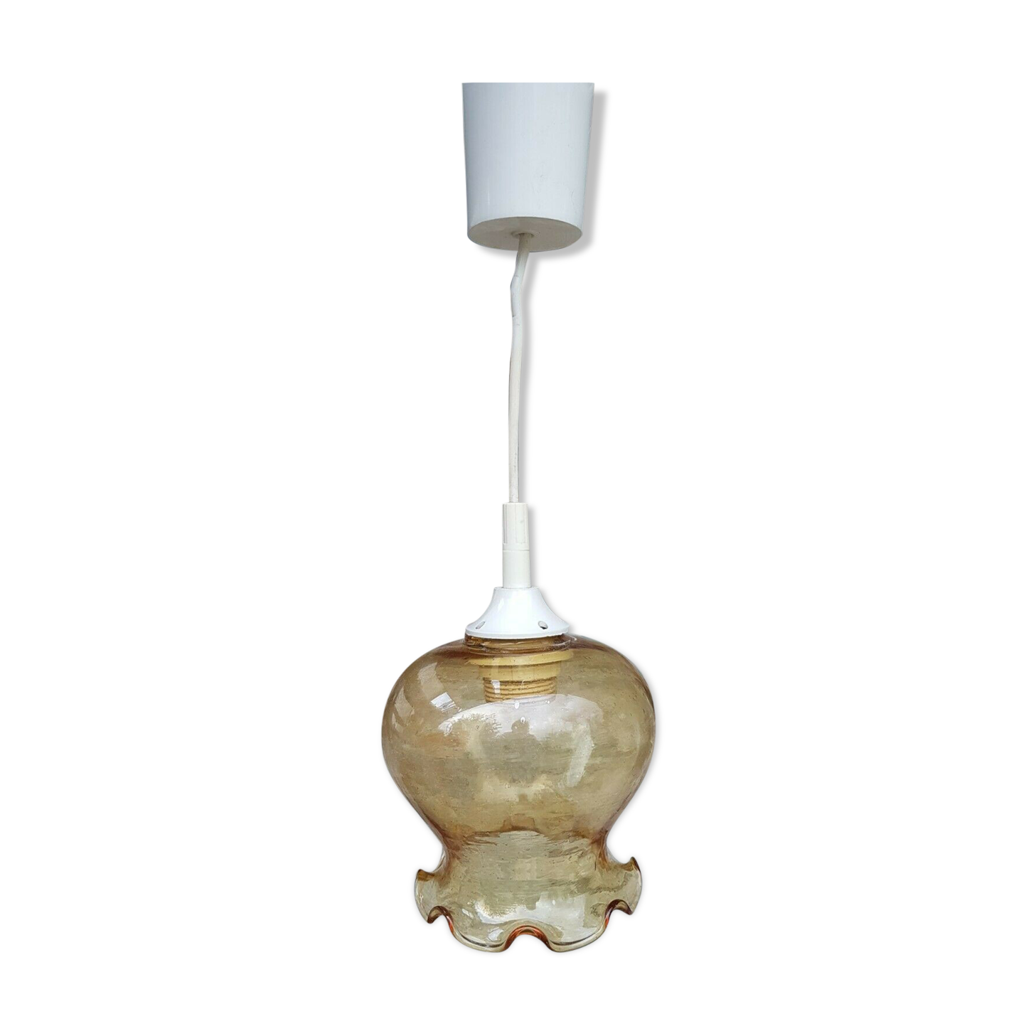 Suspension vintage en verre couleur miel