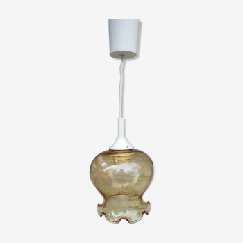 Suspension vintage en verre couleur miel