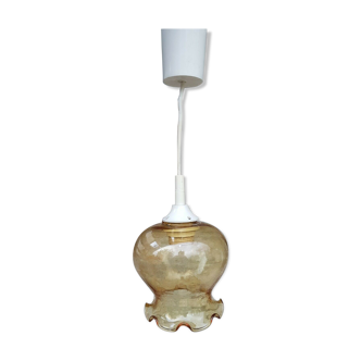 Suspension vintage en verre couleur miel