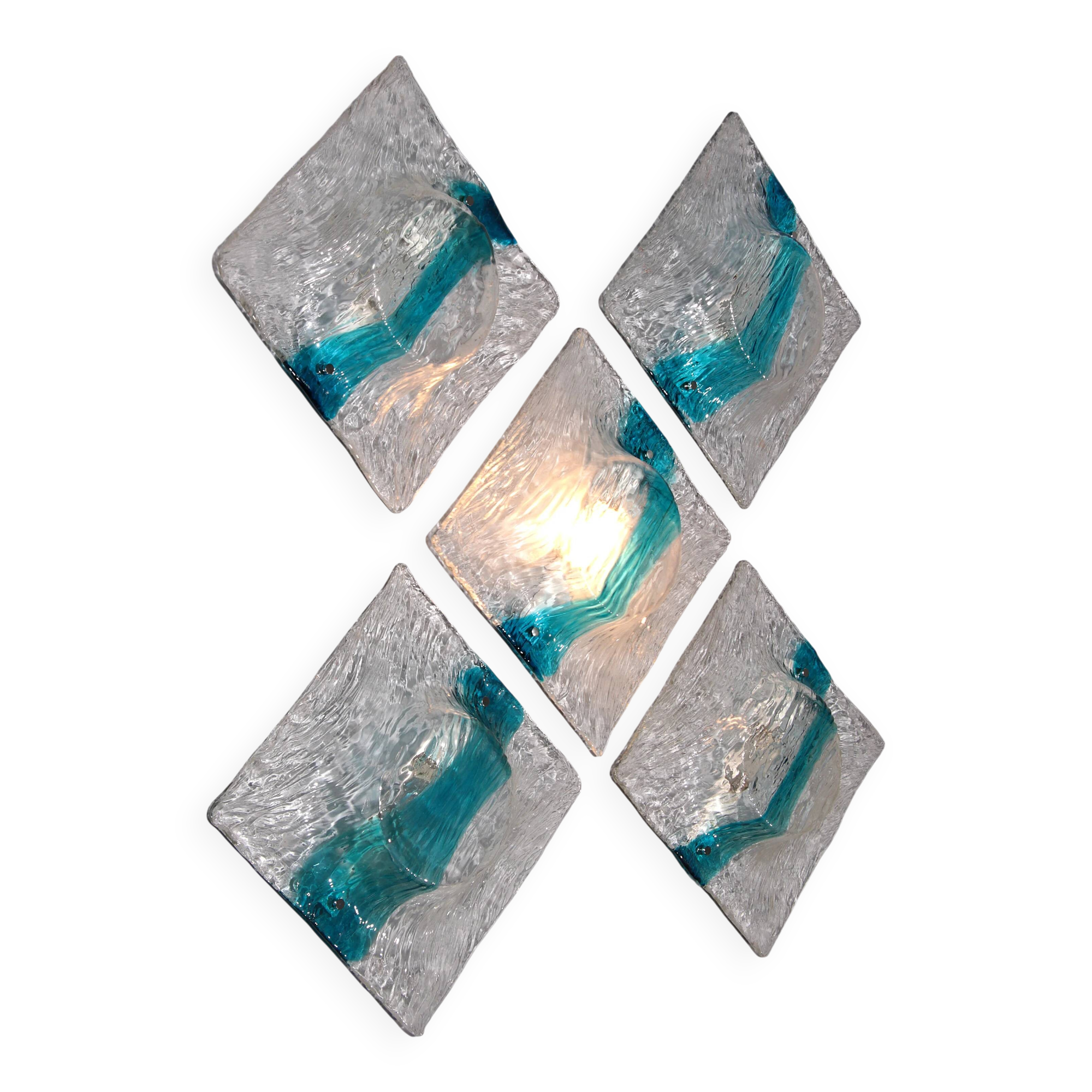 Murano flush mount sconce by Toni Zuccheri for Venini, 5 pieces