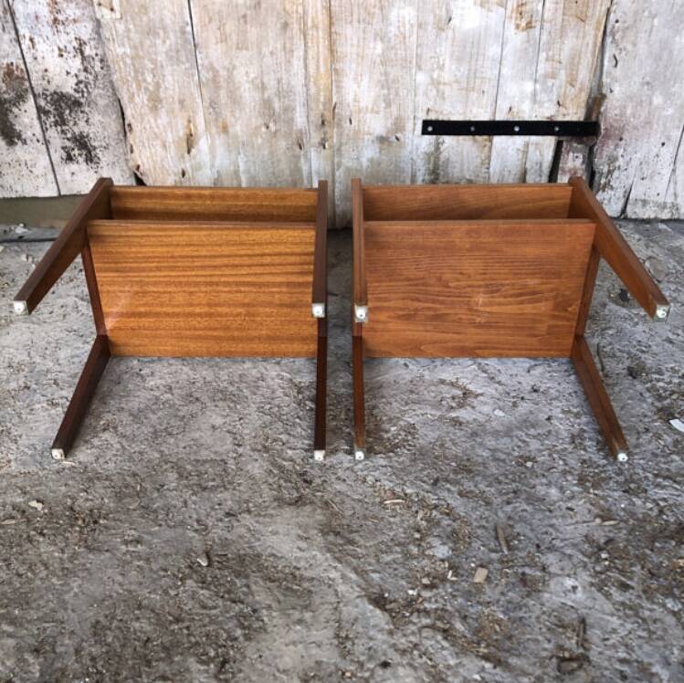 Pair of scandinavian vintage wood bedside tables