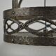 Ceiling lamp, hand-forged hammered iron with glass shade, early 20th century, Sweden