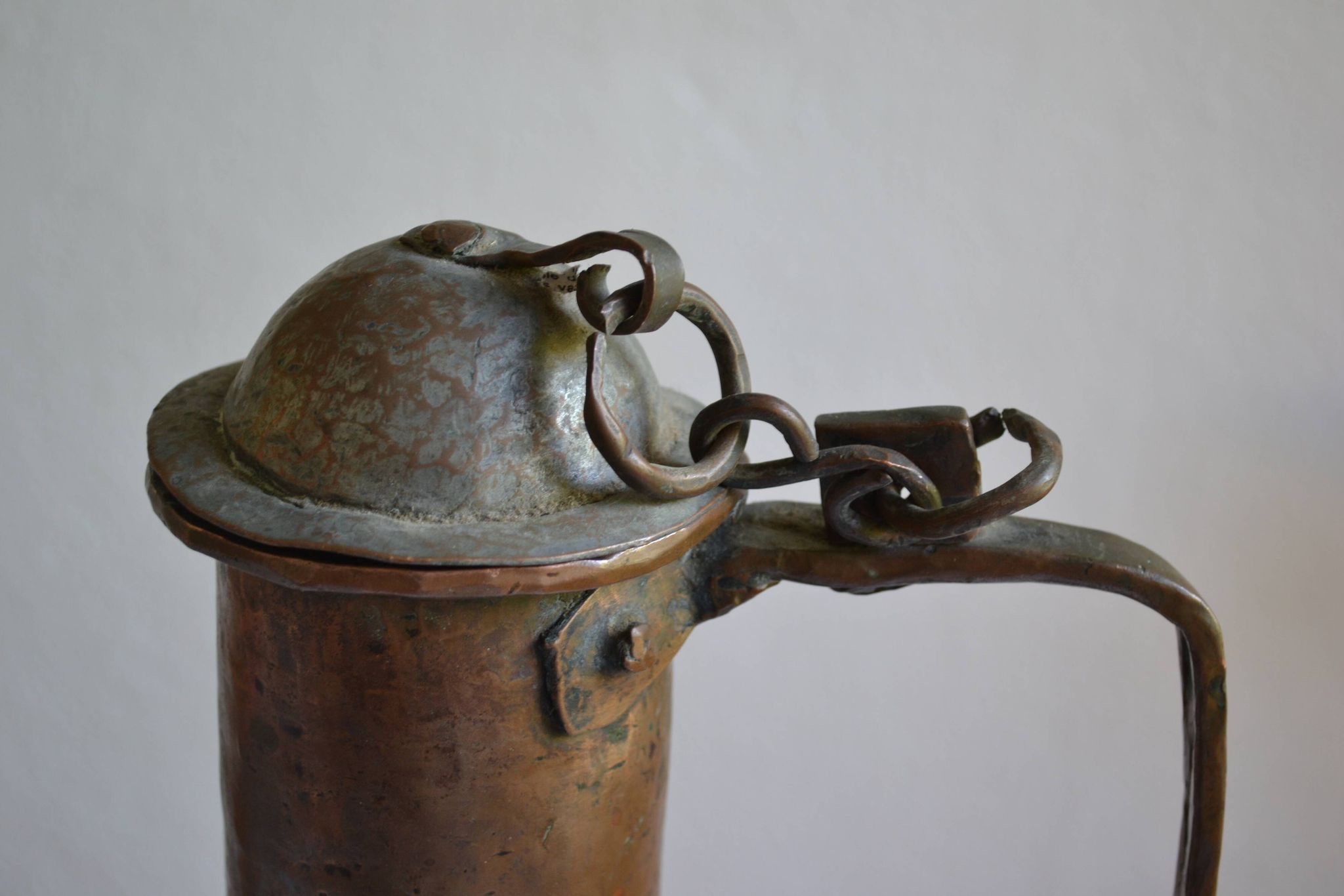 ancien grand coquemar en cuivre rouge