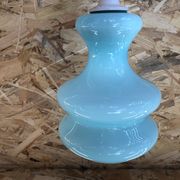 Old Suspension Opaline Blue + Thread White Decoration 70s Vintage