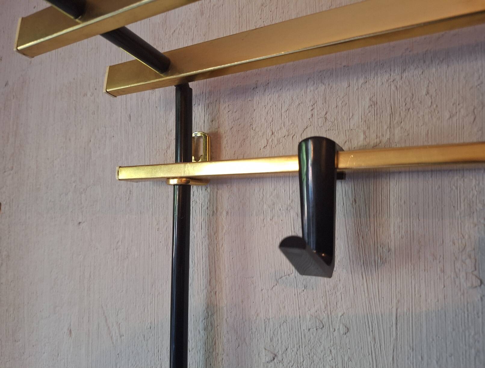 Wall-mounred brass and metal coat and hat rack, 1960s