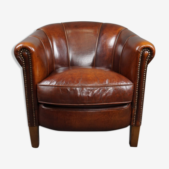 Fauteuil club en cuir de mouton