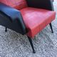 Vintage armchair in red and black skaï from the 1960s
