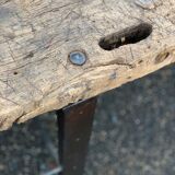 Console desserte "primitive" tray in oak steel frame