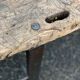 Console desserte "primitive" tray in oak steel frame