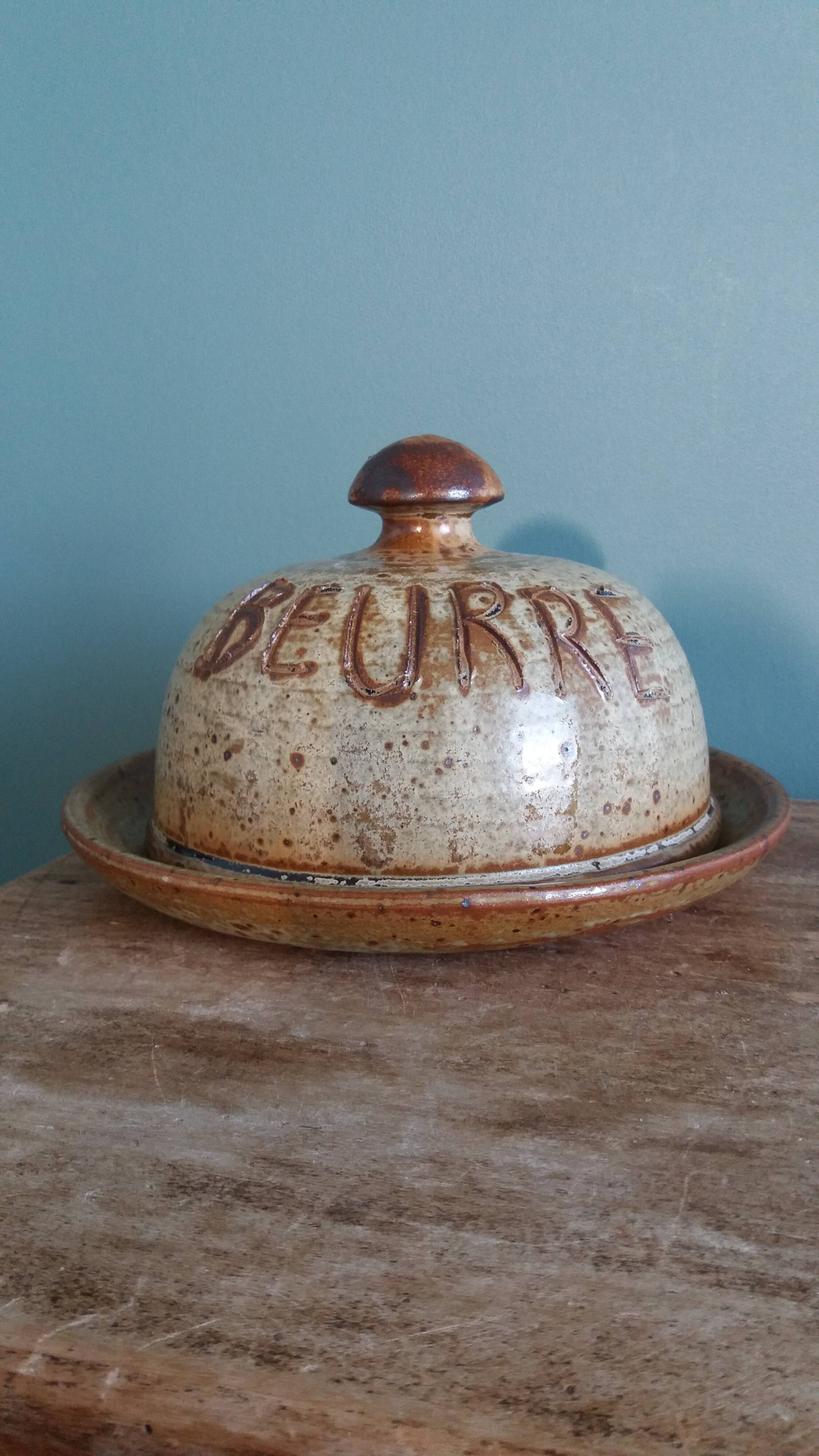 Jean-Pierre Prud’homme stoneware butter dish from Puisaye