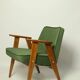 Fauteuil vintage en velours d'herbe verte chaise en bois salon