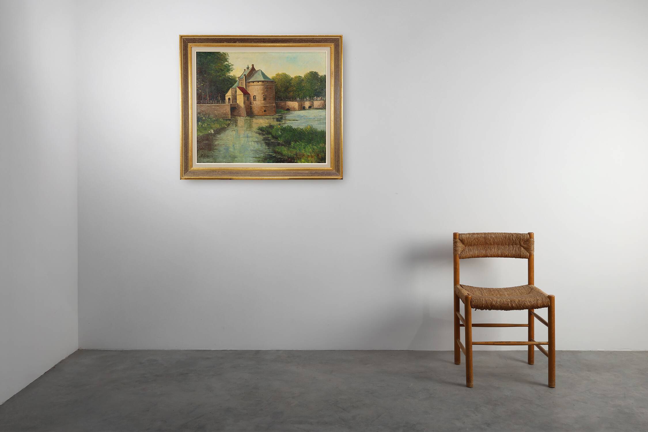 Signed 20th Century Rustic Landscape Painting the Smedepoort Bruges, Belgiu