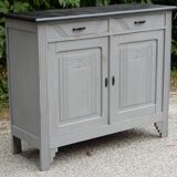 Superbe buffet parisien art déco gris patiné et noir