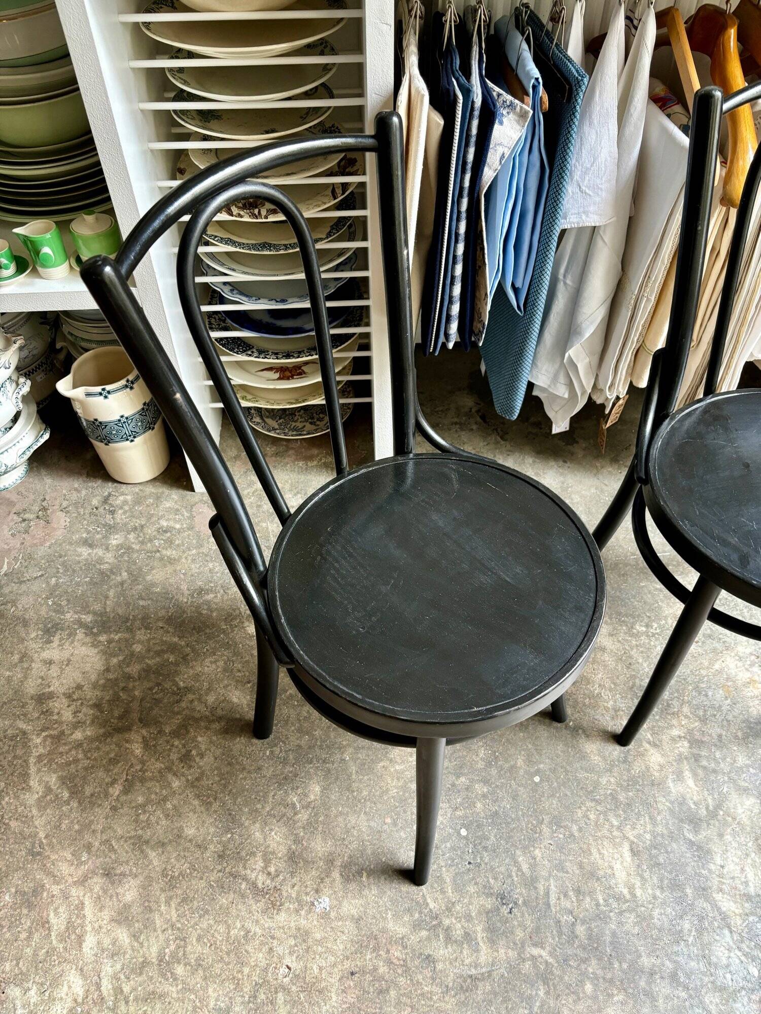 2 bistro chairs in black bent beech
