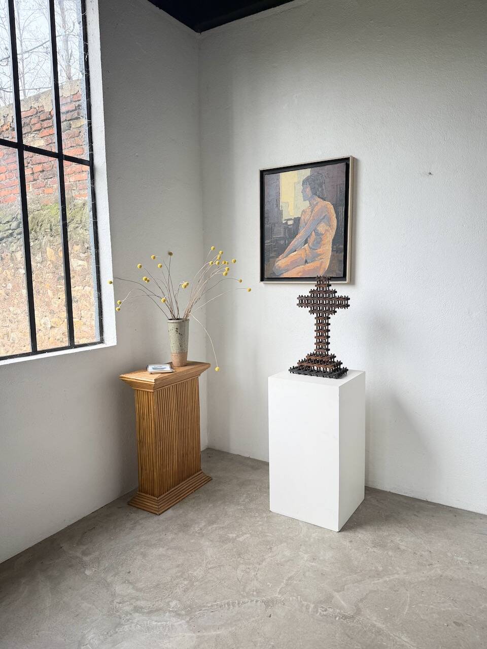 Crucifix sculpture Tramp Art 1900