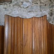 Large French folding screen in pine, room divider, 1950s, attributed to Baumann.