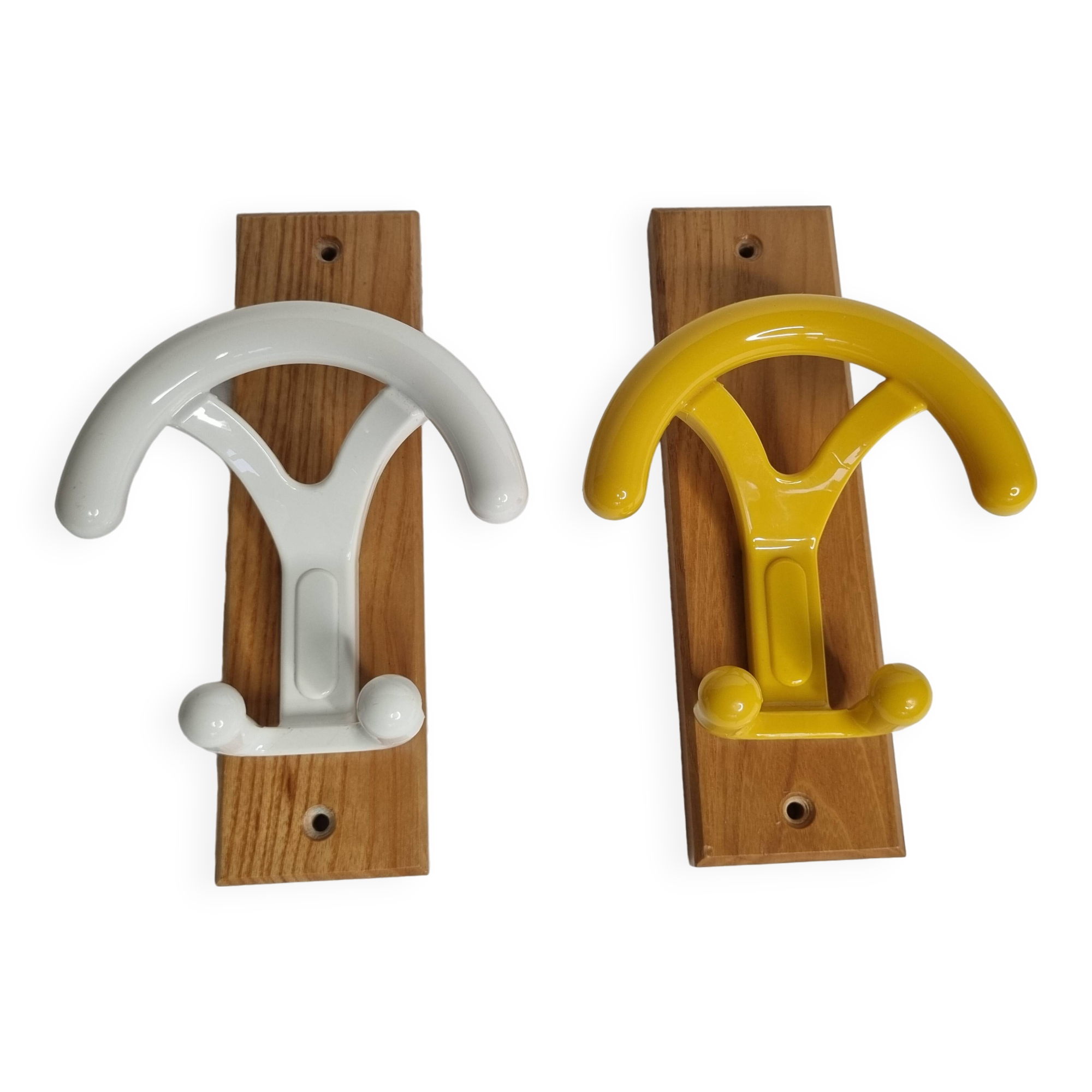Pair of vintage "Ghidini Italy" coat hooks, two hooks, 20 cm