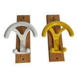 Pair of vintage "Ghidini Italy" coat hooks, two hooks, 20 cm