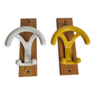 Pair of vintage "Ghidini Italy" coat hooks, two hooks, 20 cm