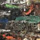 Huile sur toile, paysage urbain abstrait français signé des années 1970 – Demys