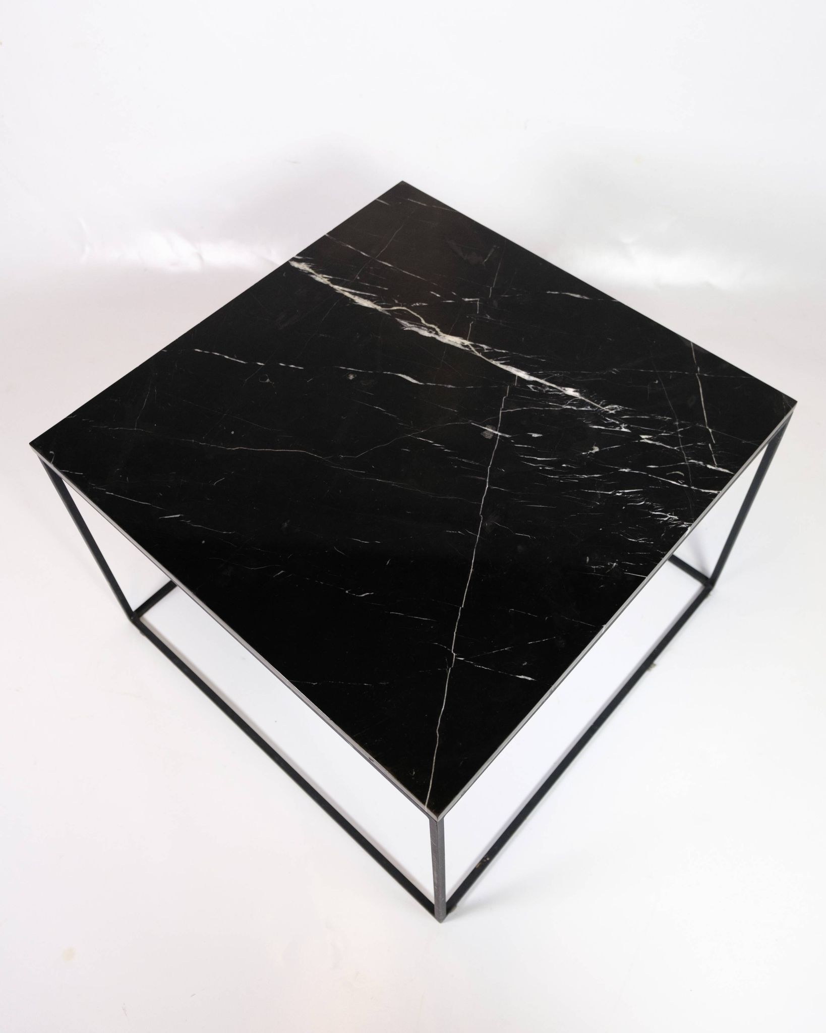 Coffee Table With Black Marble Top And Metal Frame