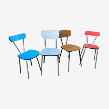 4 chaises formica dépareillées vintage