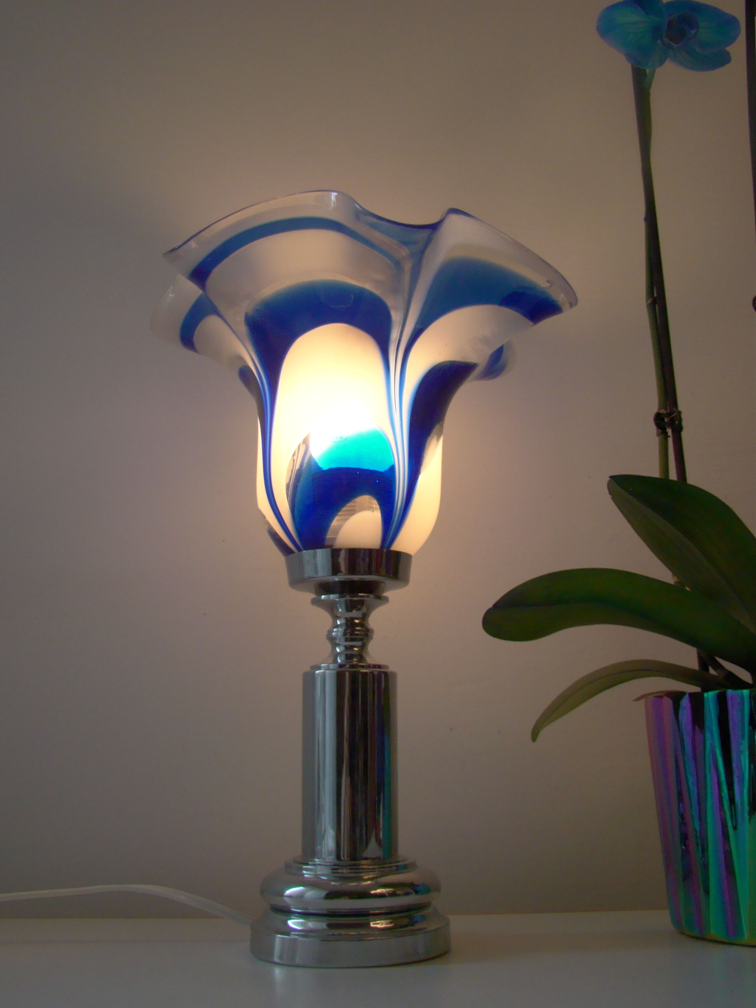 Vintage blue glass lamp Mazzega