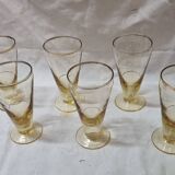 6 Art Deco golden yellow glasses
