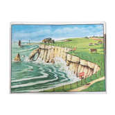 Affiche scolaire vintage des années 60 recto verso - Falaise marée haute / marée basse